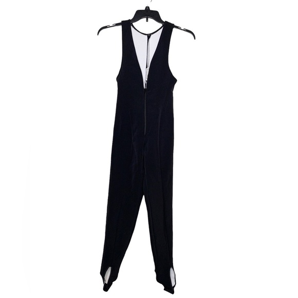 Fera Pants - Vintage Fera Deep V‎ Zip Front Stirrup Ski Jumpsuit